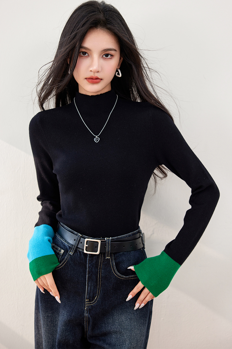 Cuff slim sweater autumn long sleeve tops for women