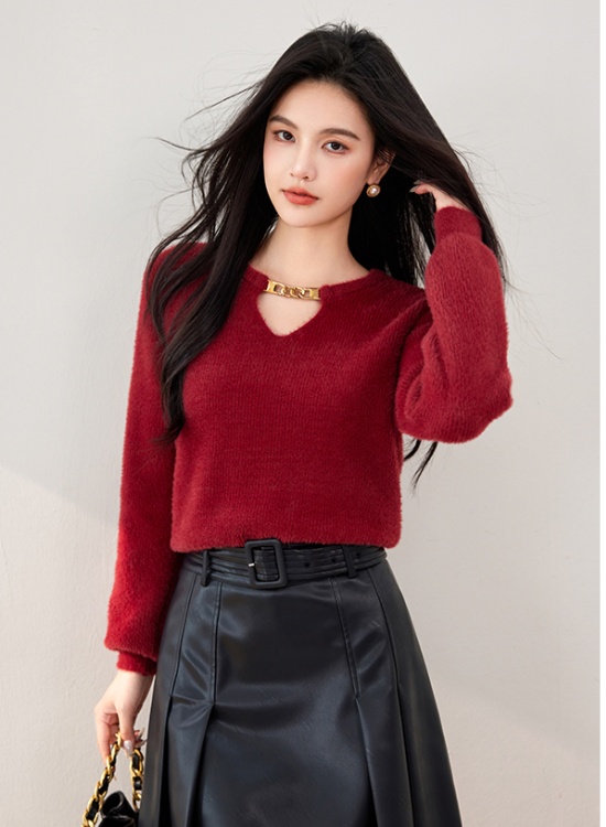 Bottoming hollow tops chanelstyle sweater