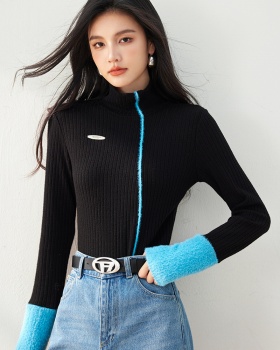 Splice half high collar bottoming shirt