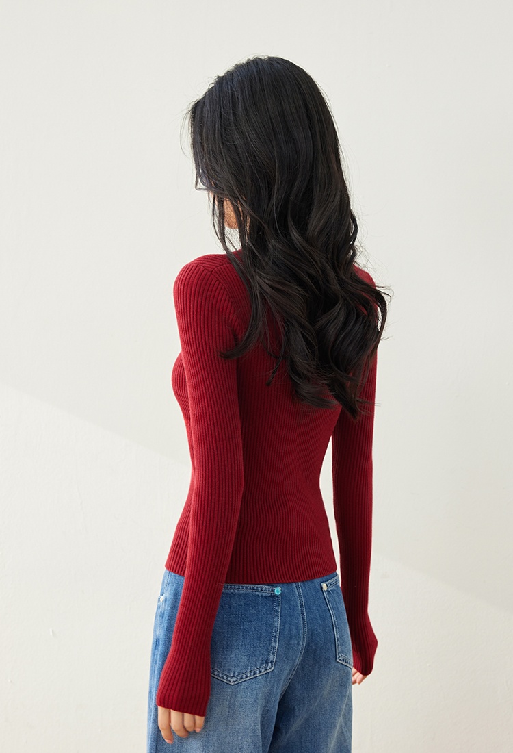 Temperament Pseudo-two bottoming shirt slim sweater for women