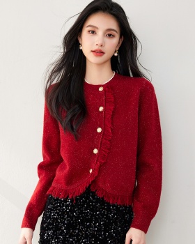 Round neck wool coat unique chanelstyle tops