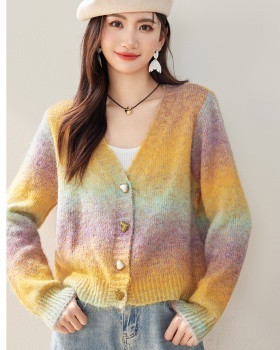 Knitted autumn sweater gradient coat