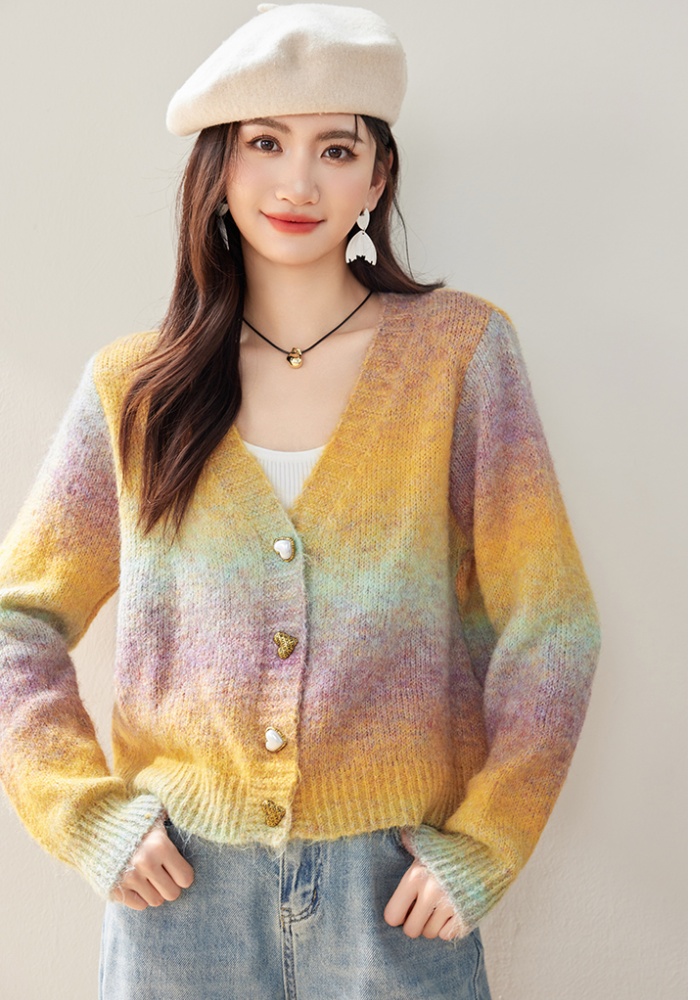 Knitted autumn sweater gradient coat