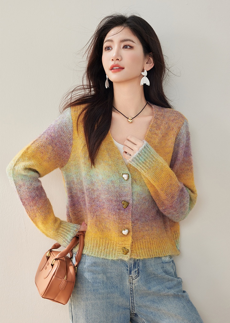 Knitted autumn sweater gradient coat