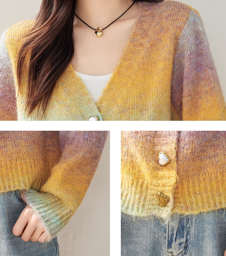 Knitted autumn sweater gradient coat