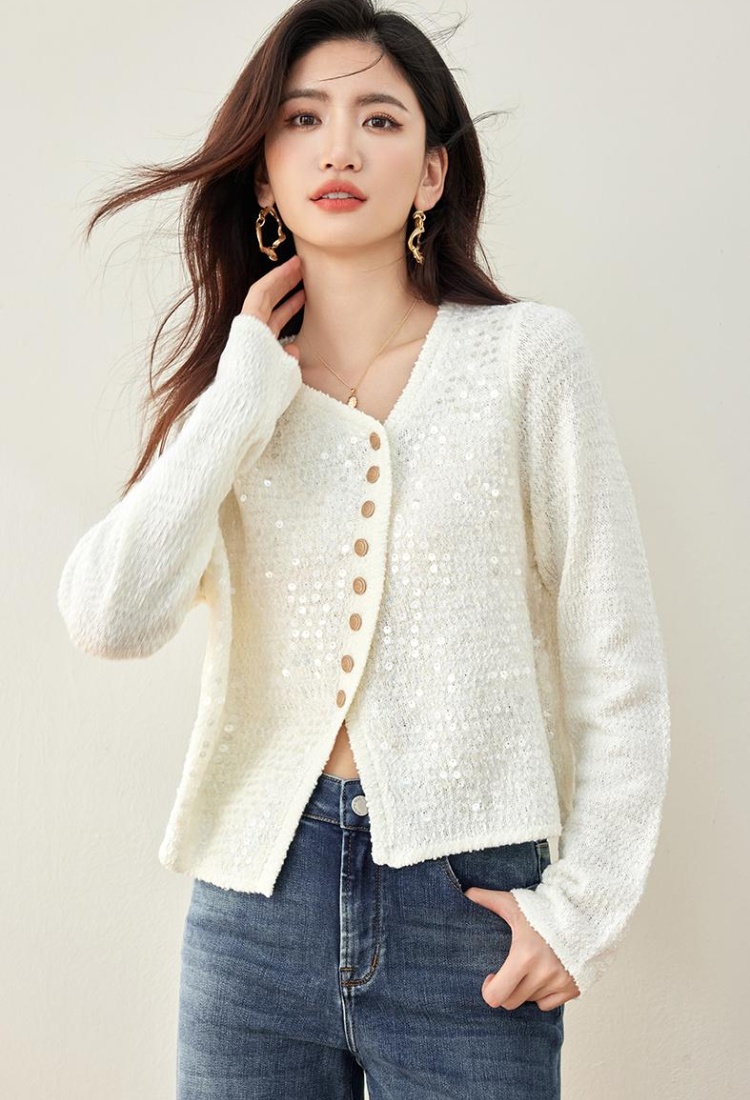 Autumn long sleeve V-neck tops irregular knitted cardigan