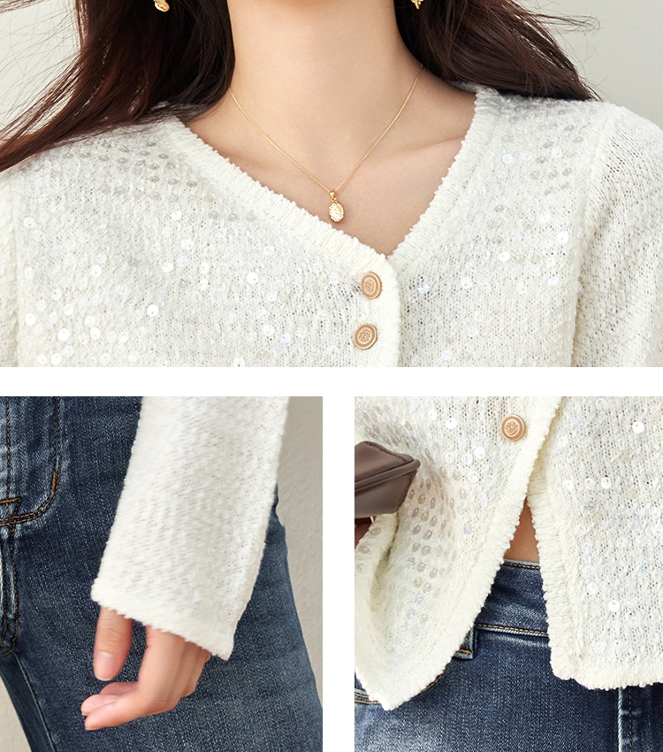 Autumn long sleeve V-neck tops irregular knitted cardigan