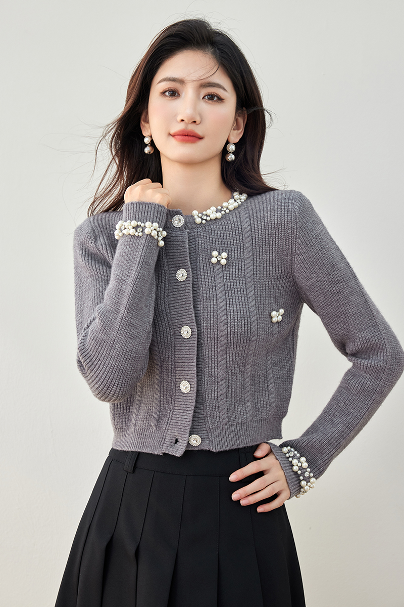 Slim autumn cardigan chanelstyle sweater for women