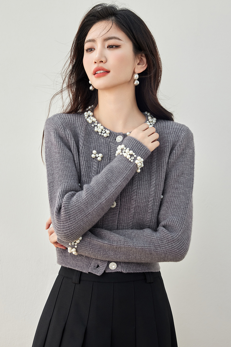 Slim autumn cardigan chanelstyle sweater for women