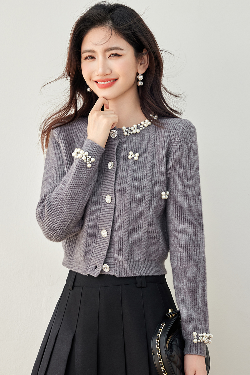 Slim autumn cardigan chanelstyle sweater for women