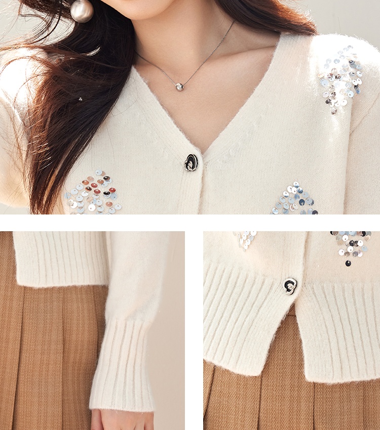 Temperament autumn tops simple flash chip cardigan for women