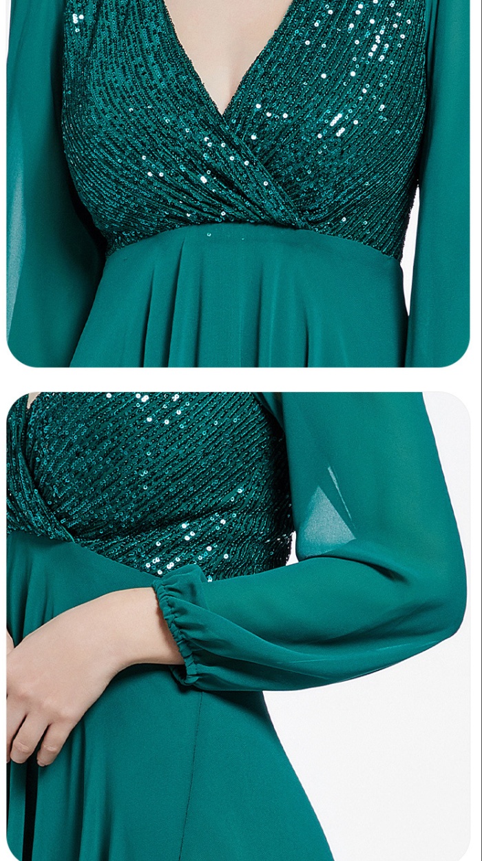 Show sequins formal dress adult banquet evening dress