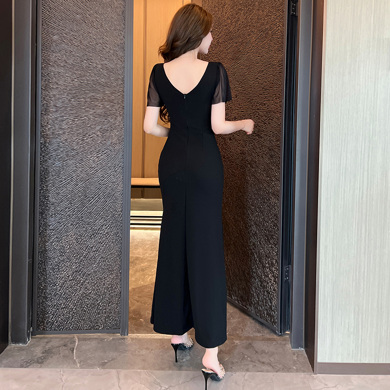 Sexy low-cut dress split long dress