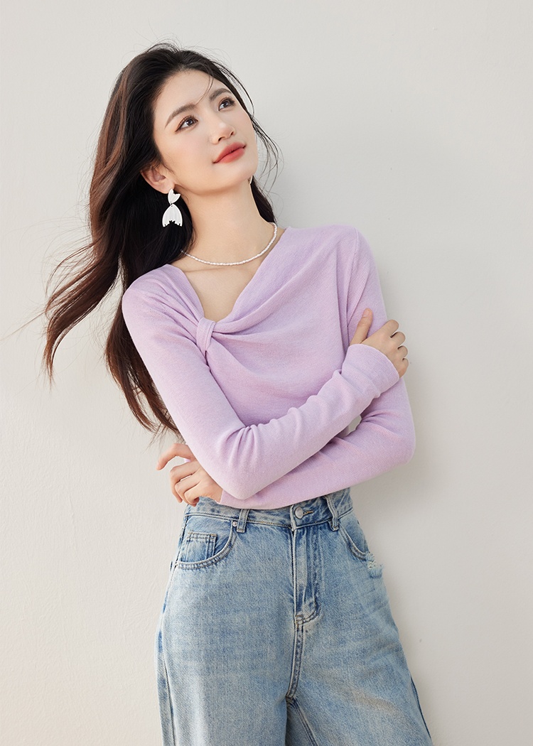 Niche autumn irregular tops chouzhe long sleeve sweater for women