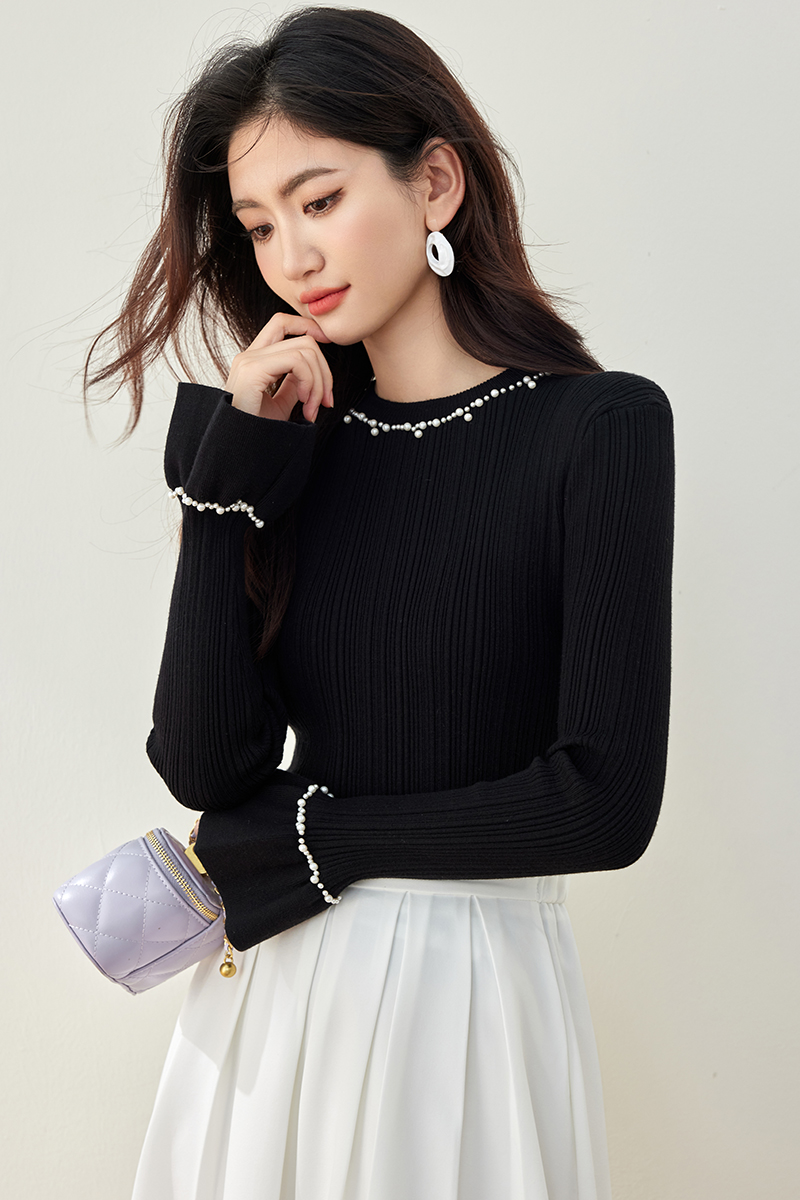 Autumn and winter bottoming shirt trumpet sleeves tops for women