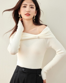 Niche bottoming sweater strapless autumn tops for women