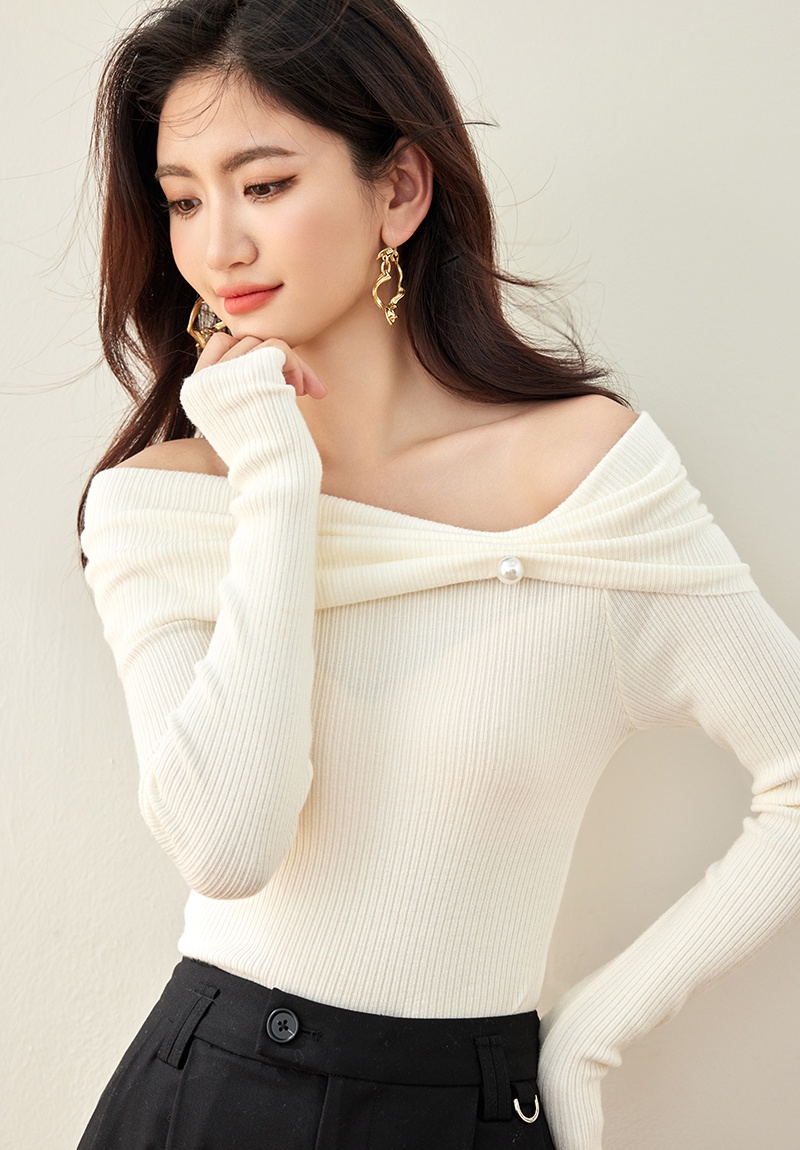 Niche bottoming sweater strapless autumn tops for women