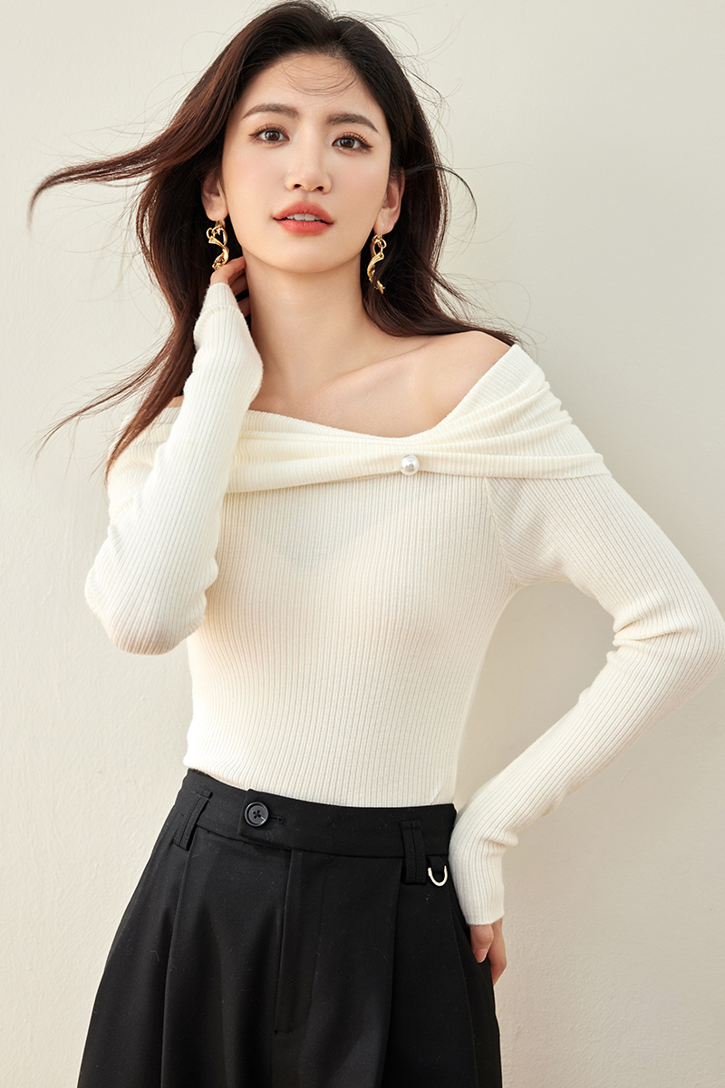 Niche bottoming sweater strapless autumn tops for women