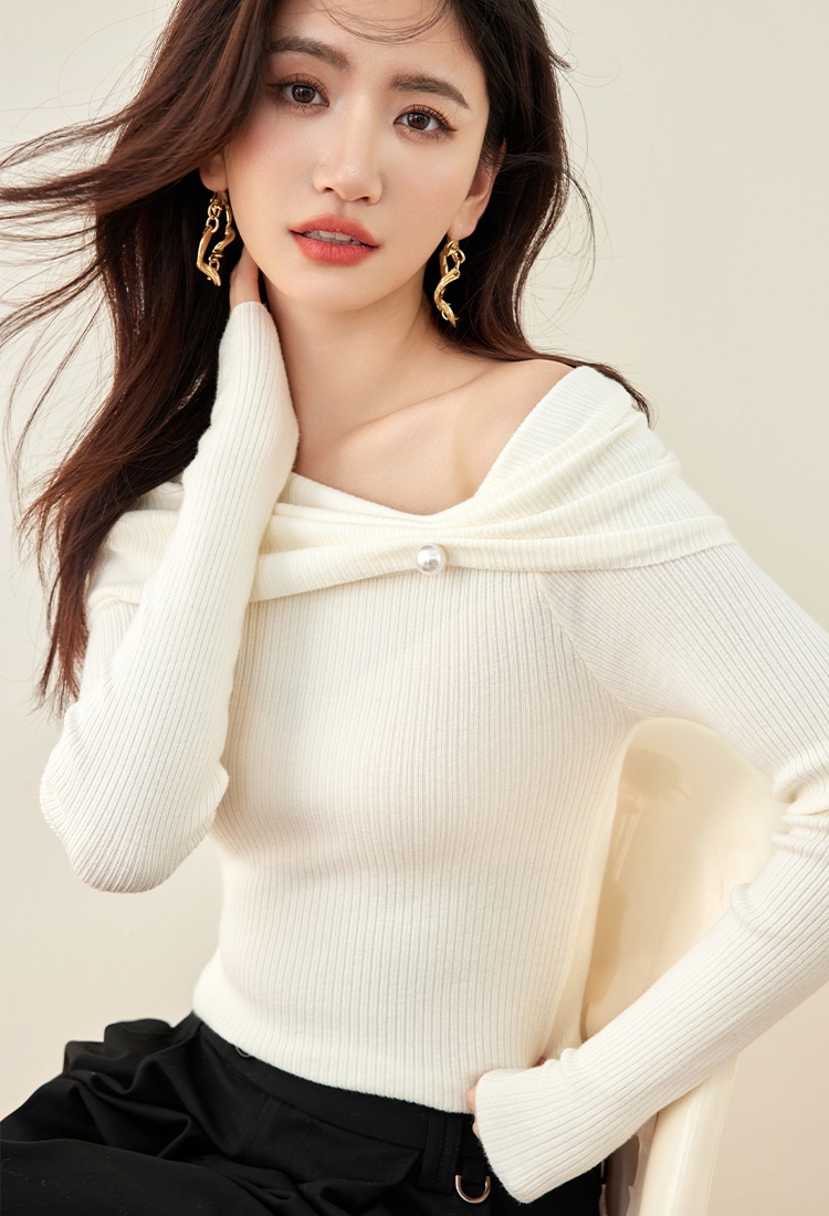 Niche bottoming sweater strapless autumn tops for women