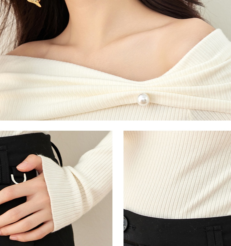 Niche bottoming sweater strapless autumn tops for women