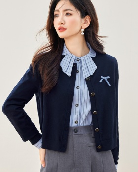 Navy-blue cardigan chanelstyle tops for women