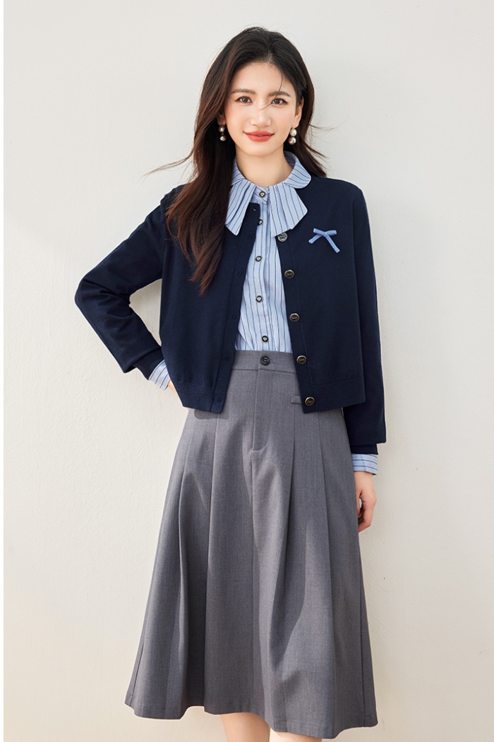 Navy-blue cardigan chanelstyle tops for women