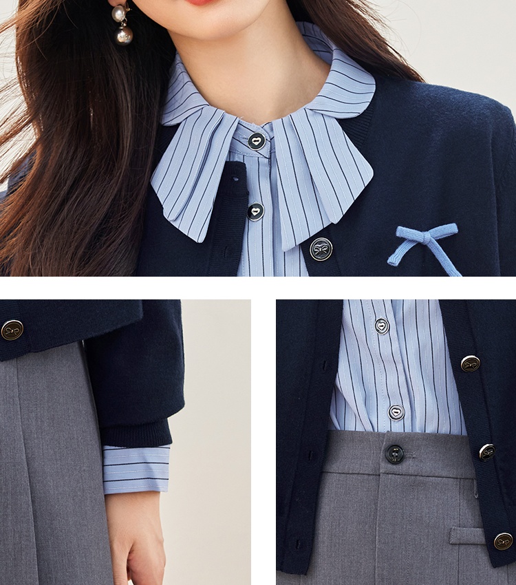 Navy-blue cardigan chanelstyle tops for women