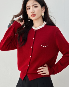 Fungus collar all-match sweater tender lazy cardigan