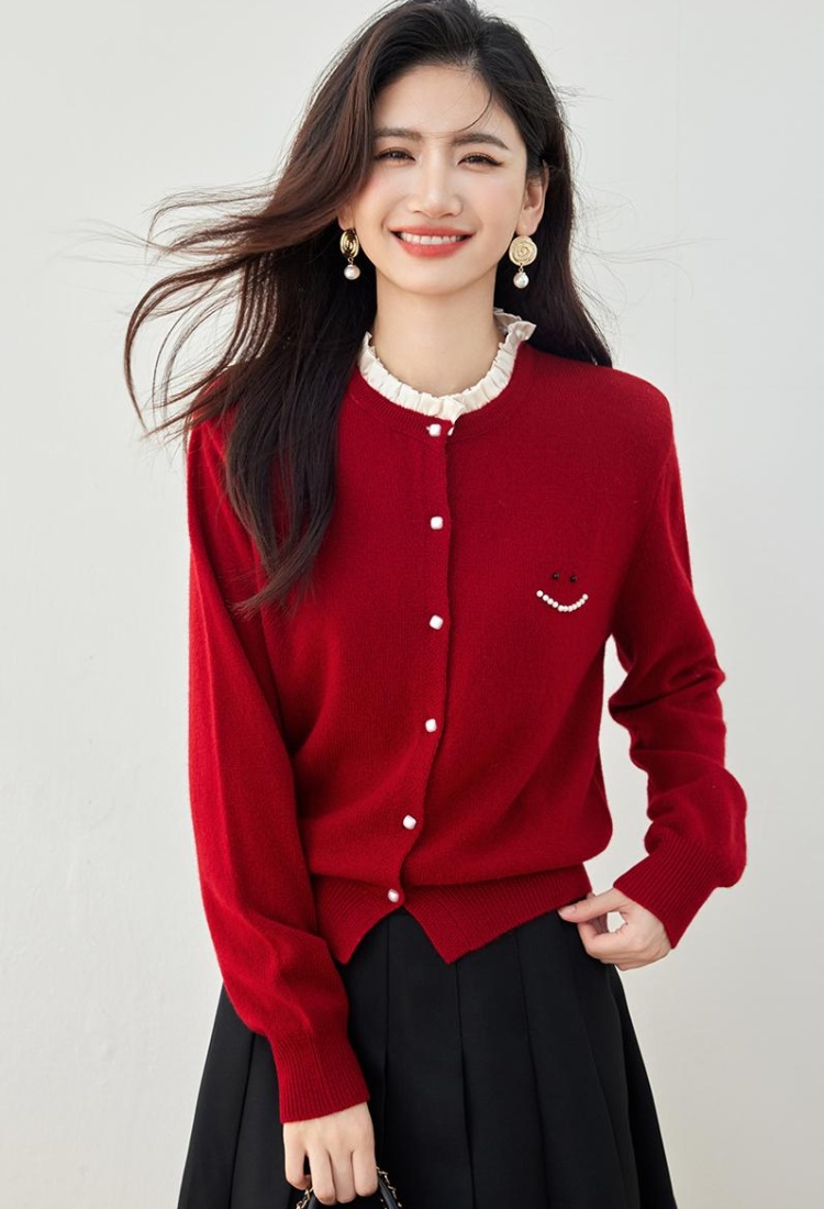 Fungus collar all-match sweater tender lazy cardigan