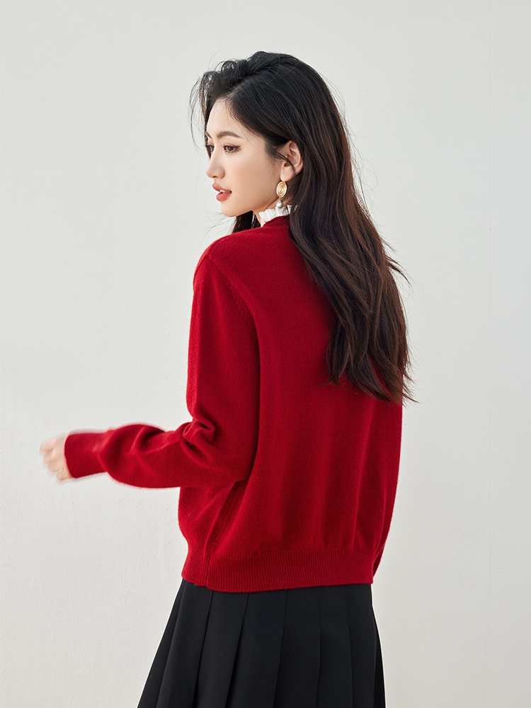 Fungus collar all-match sweater tender lazy cardigan