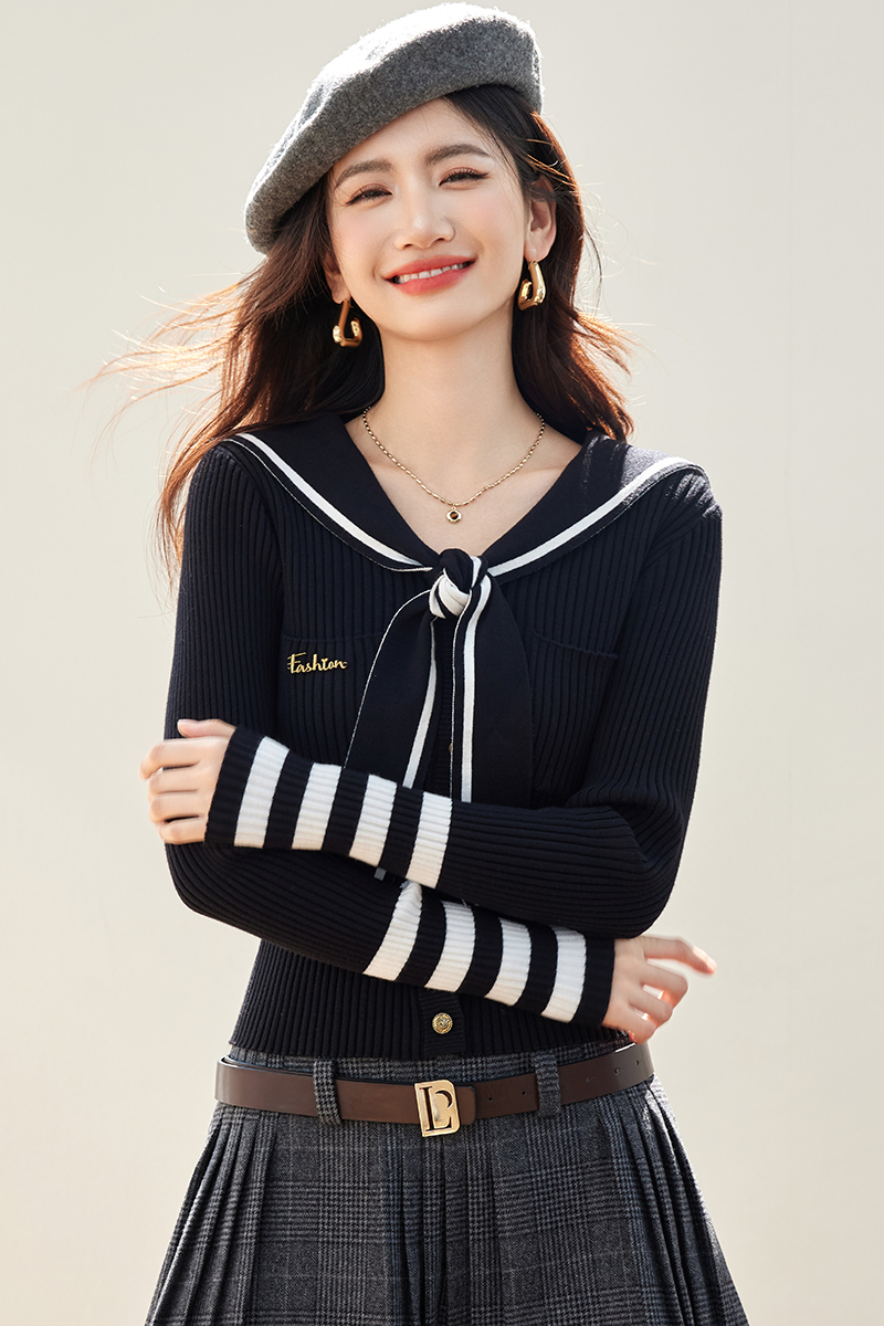 Long sleeve bandage tops autumn sweater for women