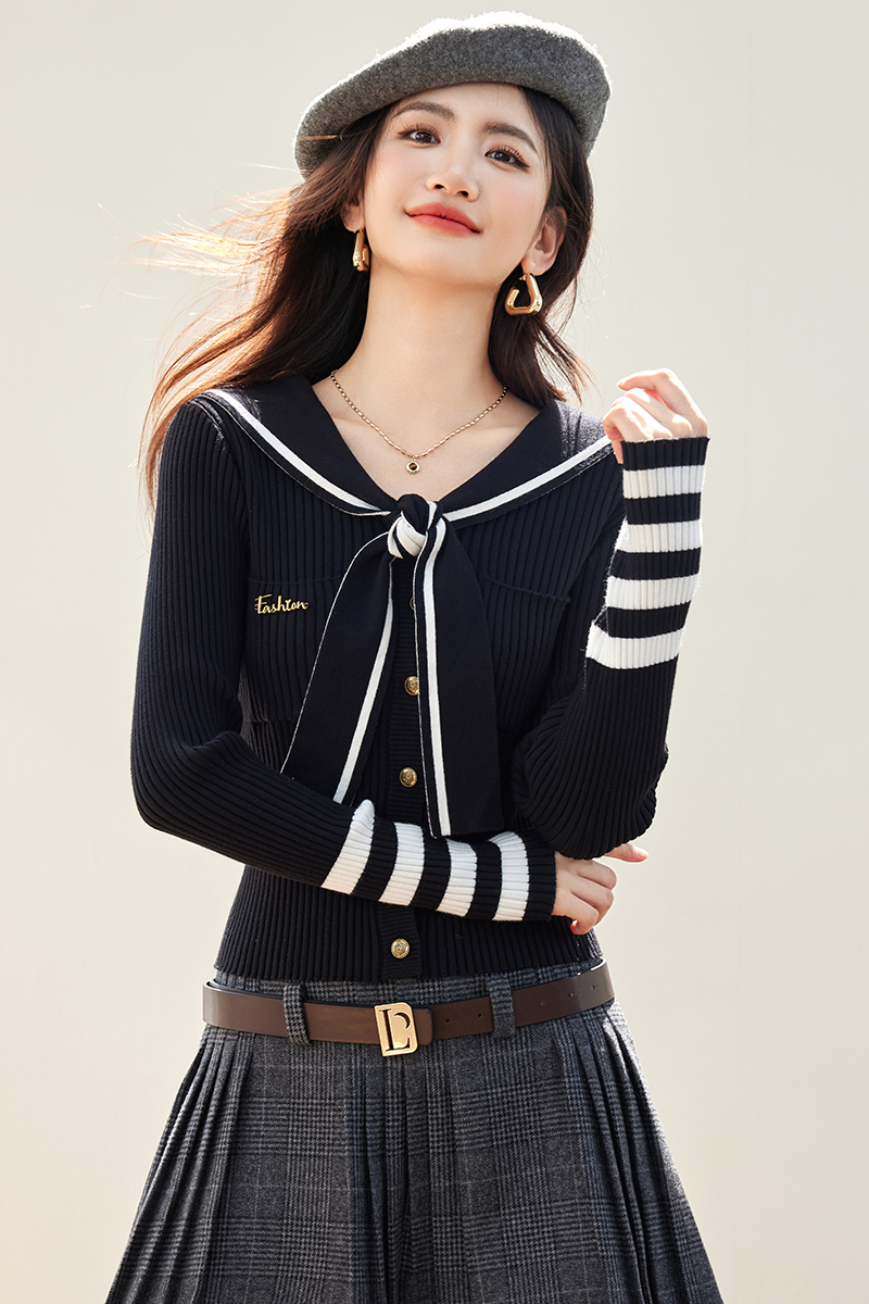 Long sleeve bandage tops autumn sweater for women