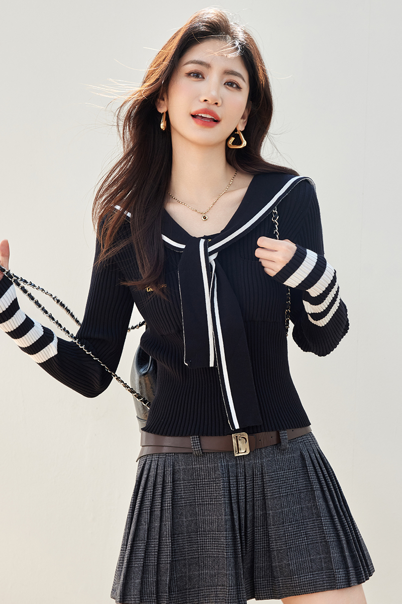 Long sleeve bandage tops autumn sweater for women