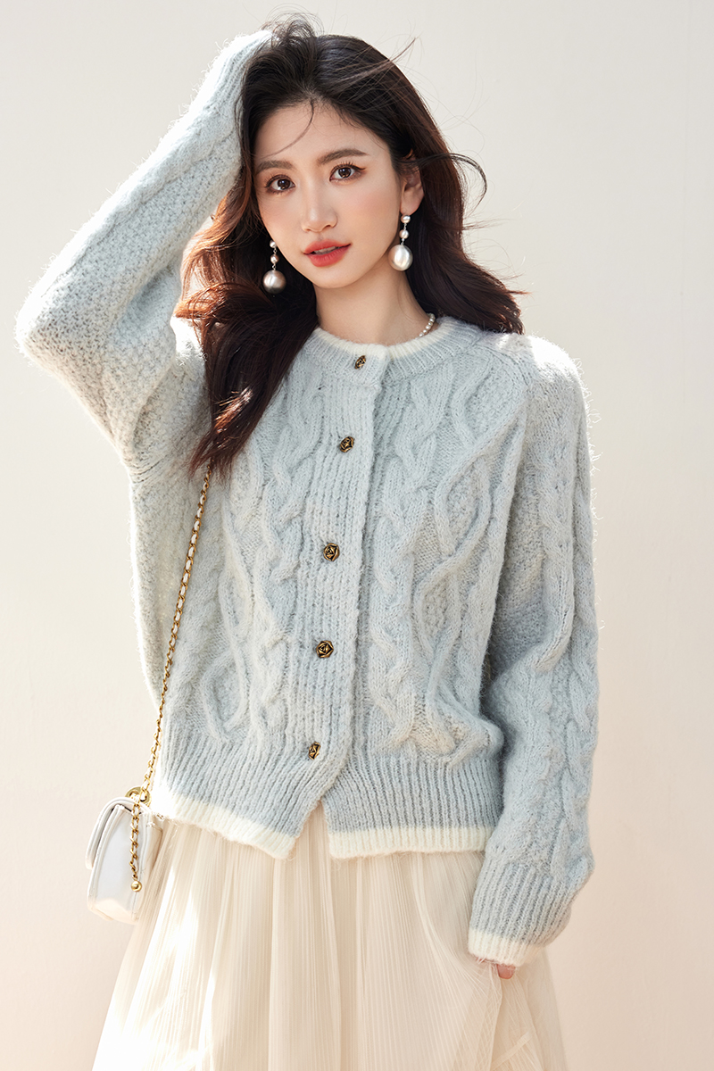 Twist mohair sweater knitted lazy coat