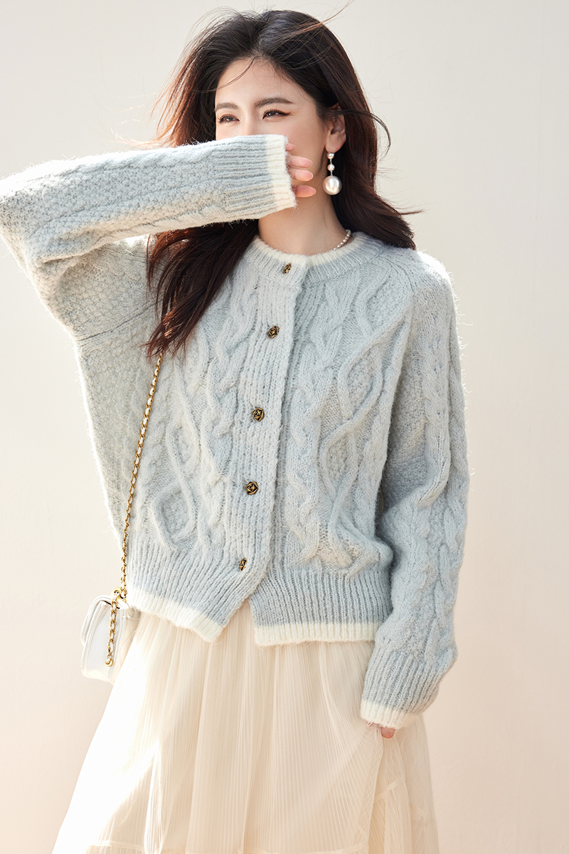 Twist mohair sweater knitted lazy coat