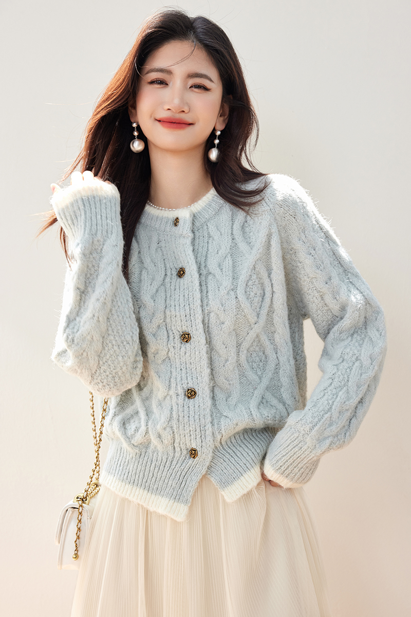 Twist mohair sweater knitted lazy coat