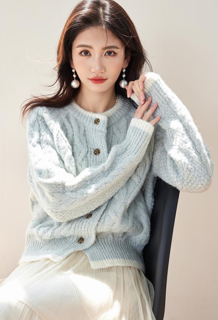 Twist mohair sweater knitted lazy coat