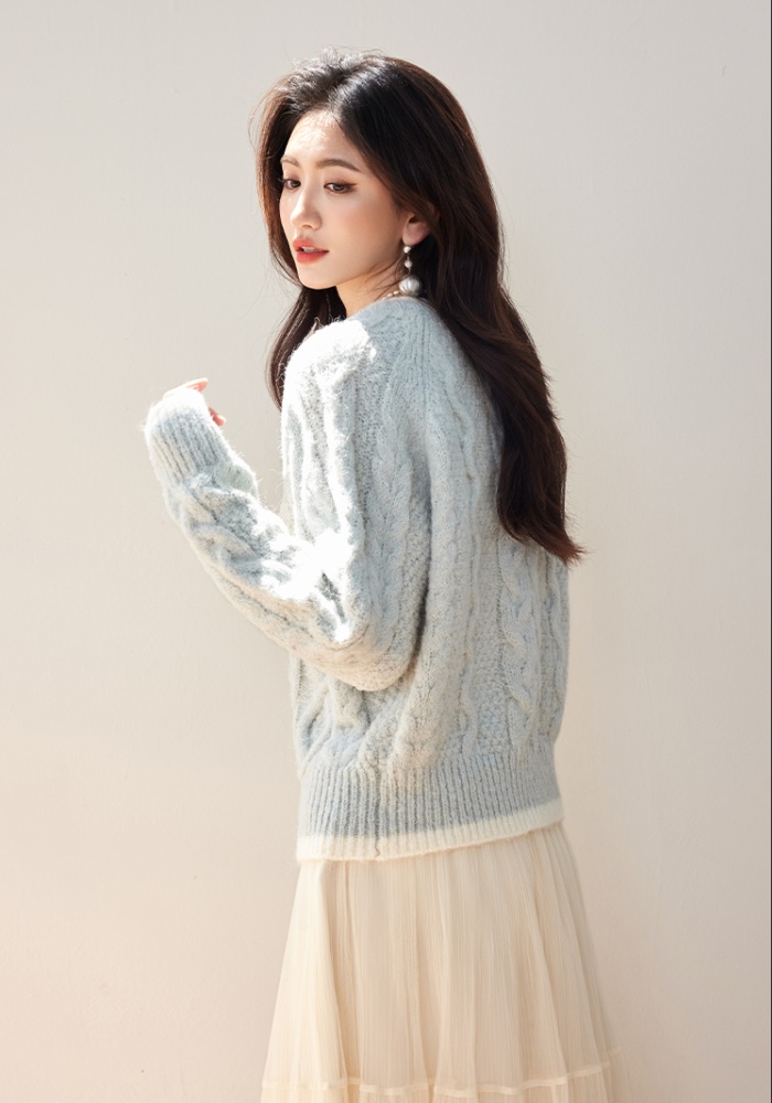 Twist mohair sweater knitted lazy coat