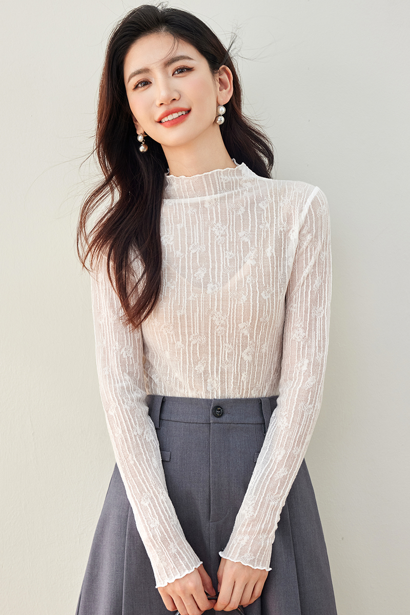 Wool lace tops thin small shirt for women