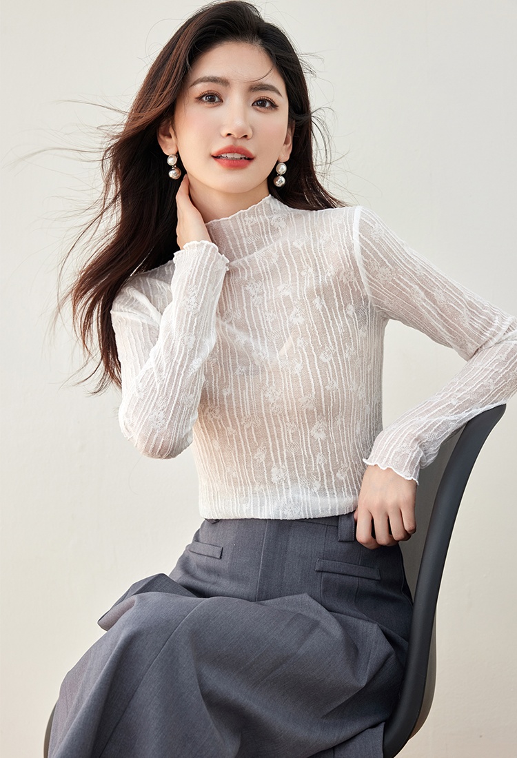 Wool lace tops thin small shirt for women