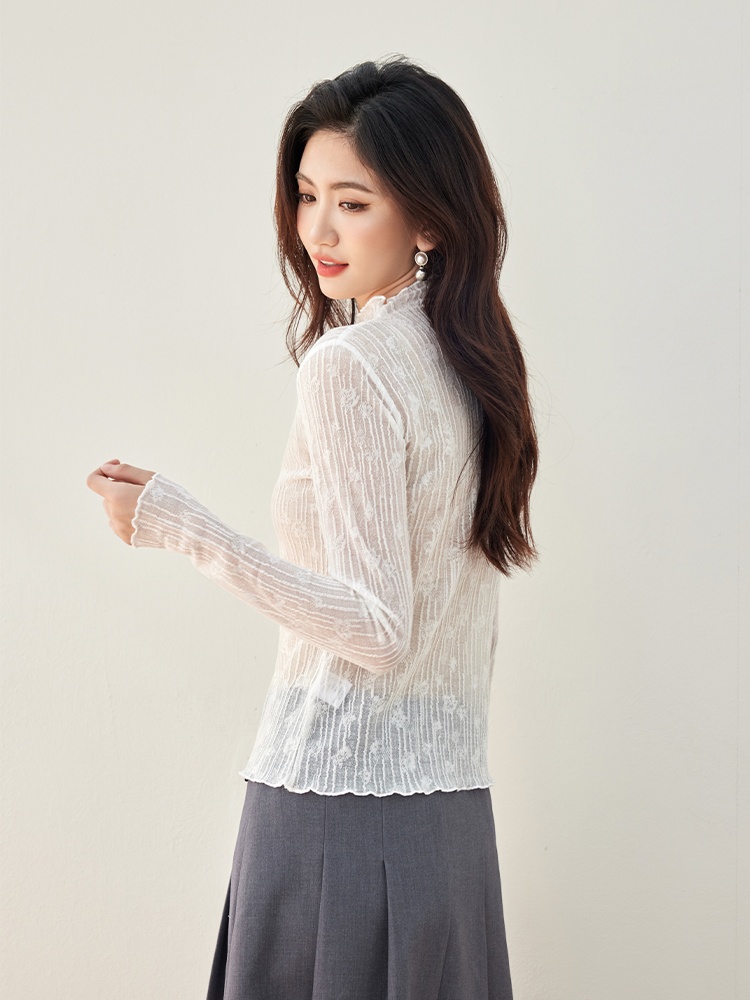 Wool lace tops thin small shirt for women