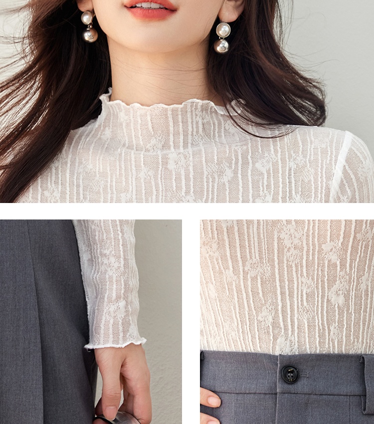 Wool lace tops thin small shirt for women