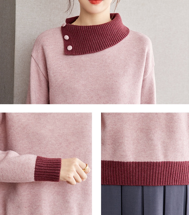 Oblique collar lazy sweater loose tops for women