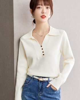 France style temperament apricot sweater for women