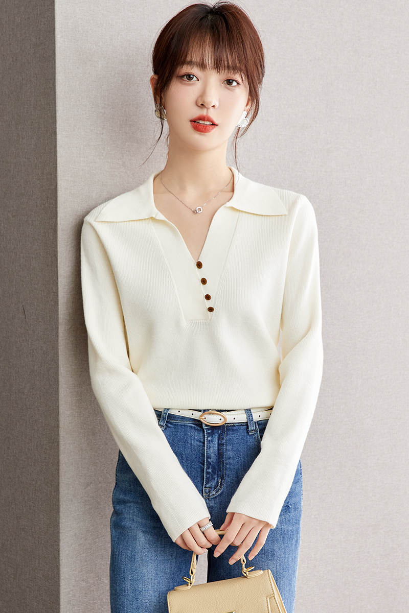 France style temperament apricot sweater for women