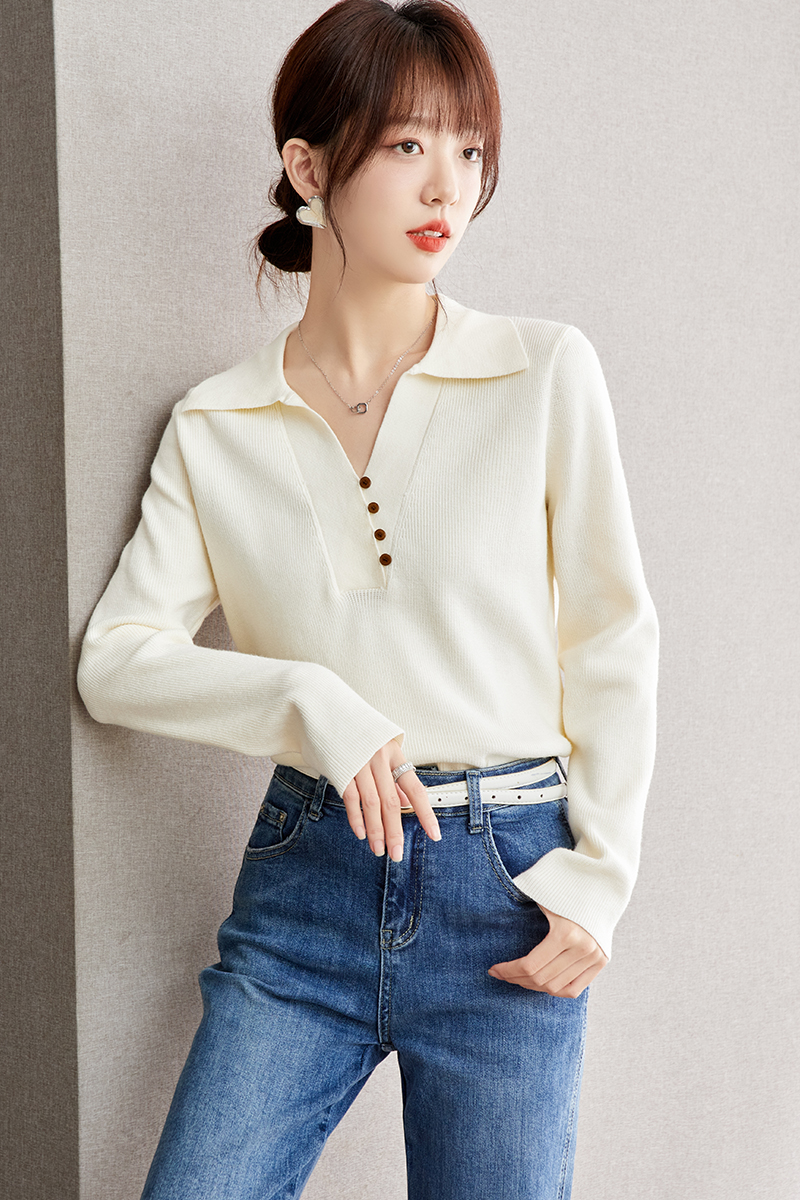 France style temperament apricot sweater for women