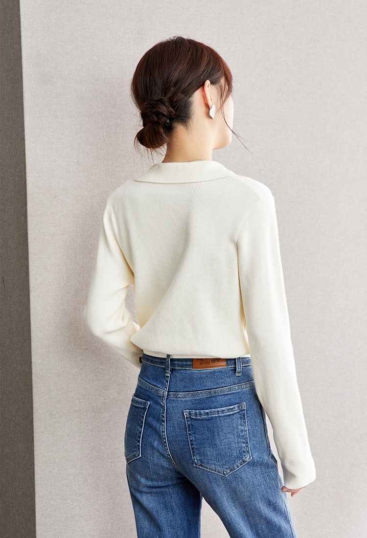 France style temperament apricot sweater for women