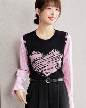 Heart jacquard vest knitted fashion tops for women