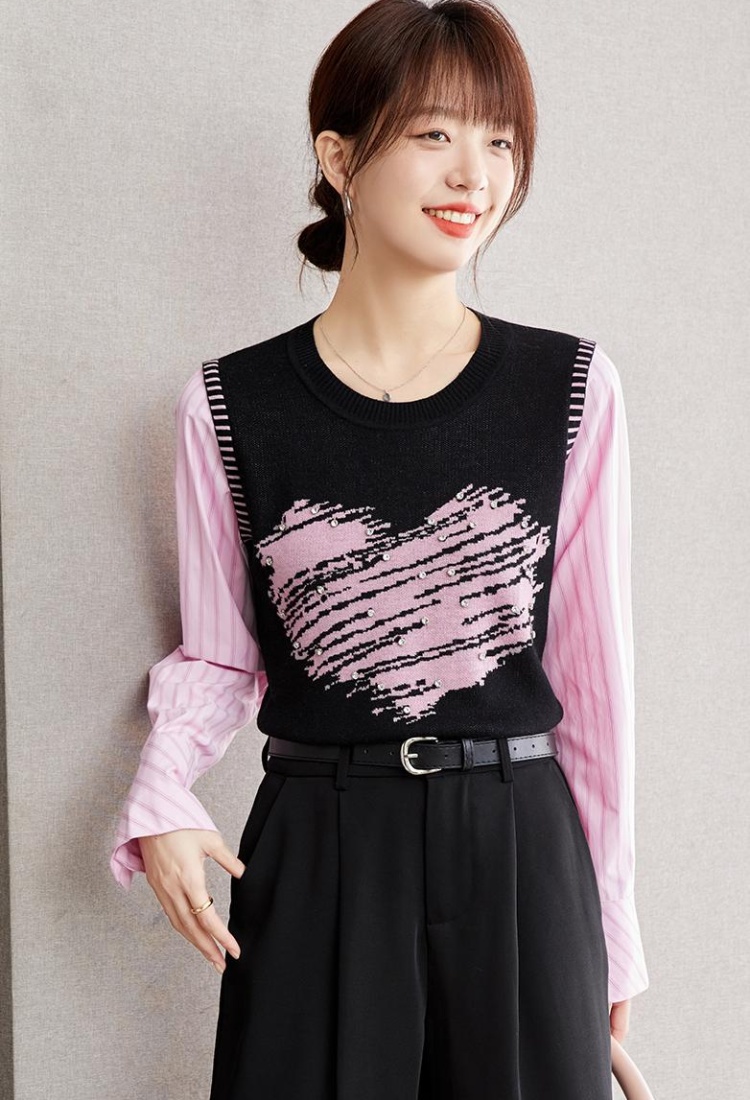 Heart jacquard vest knitted fashion tops for women