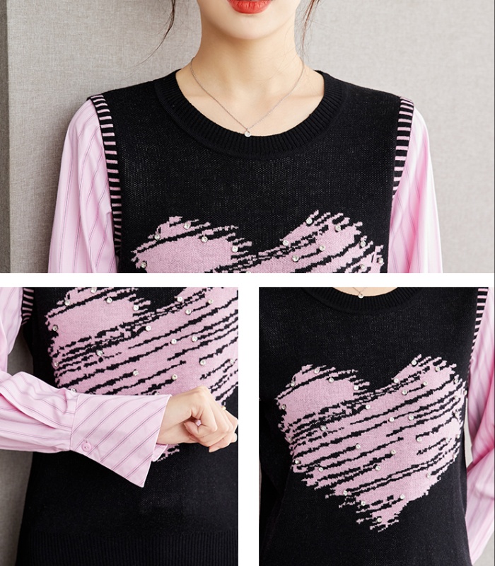 Heart jacquard vest knitted fashion tops for women